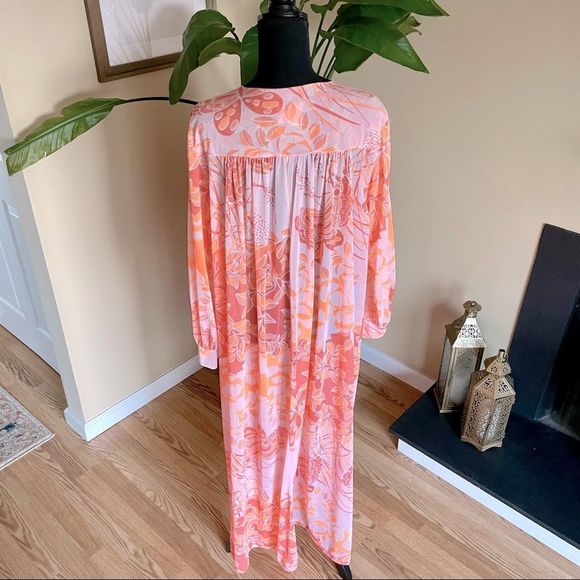 VTG MISS ELAINE 60s Sheer Mod Botanical Print ROBE/DUSTER - Picture 6 of 16